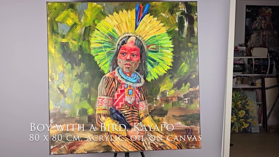 Boy with a Bird. Kayapo / Junge mit einem Vogel. Kayapo / Мальчик с птицей. Каяпо