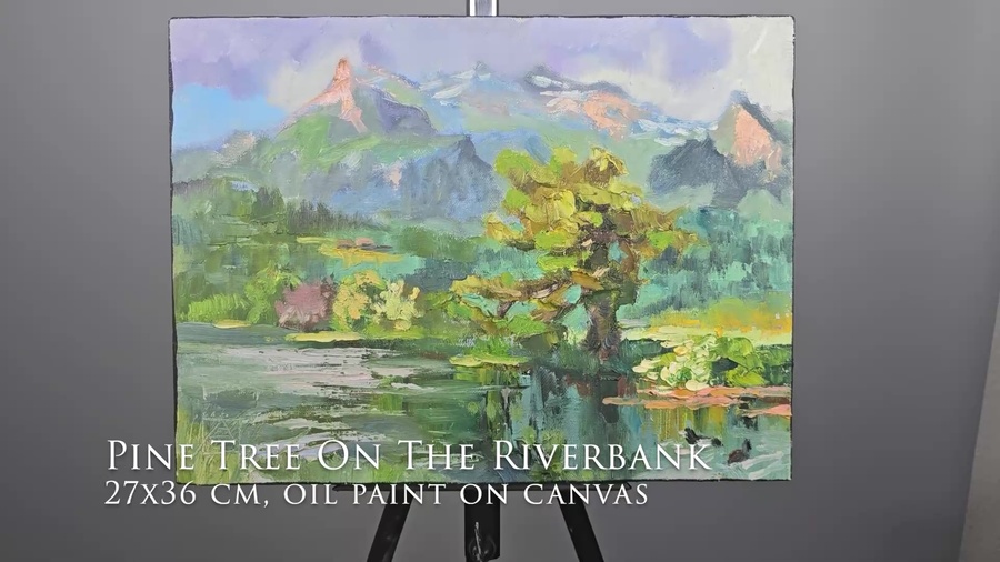 Pine Tree On The Riverbank