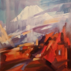 Abstract Landscape. Volcano. Autumn.