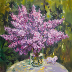 Lilac Bouquet With Clay Sheep