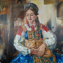 Girl with a Red Cat